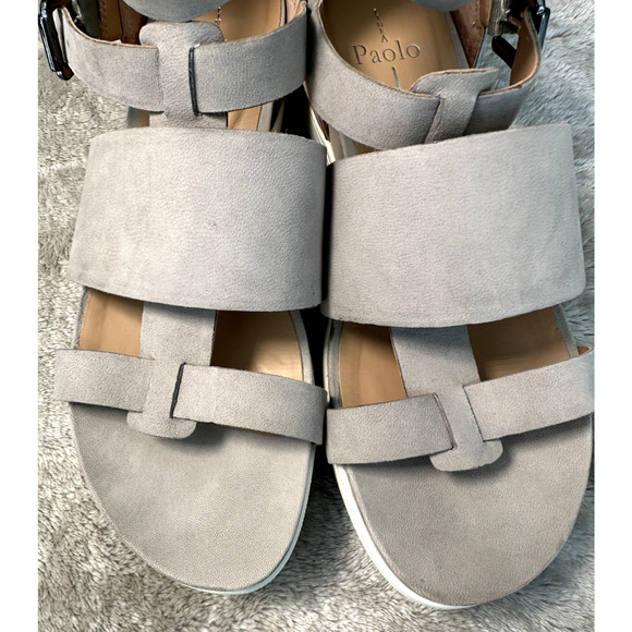 Linea Paolo Gray Leather Hidden Wedge Sandals Womens Size 8 - Picture 8 of 8